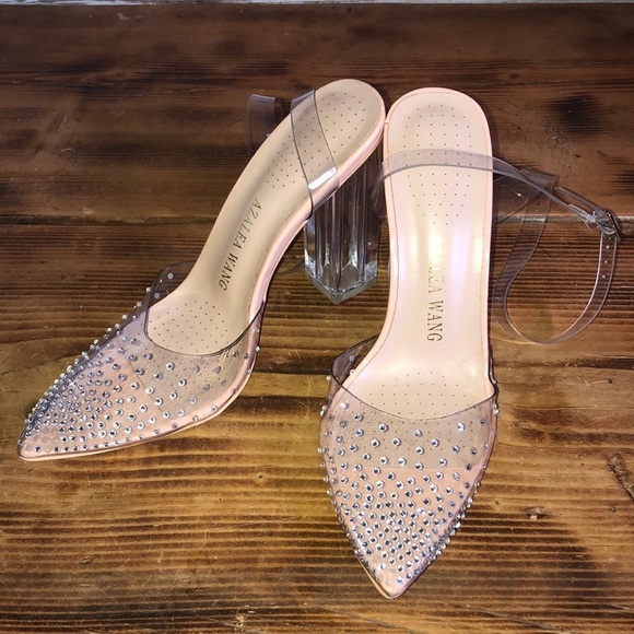 Azalea wang gamma nude PVC heels wedding heels formal wide heels 37 rhin… - Picture 3 of 13